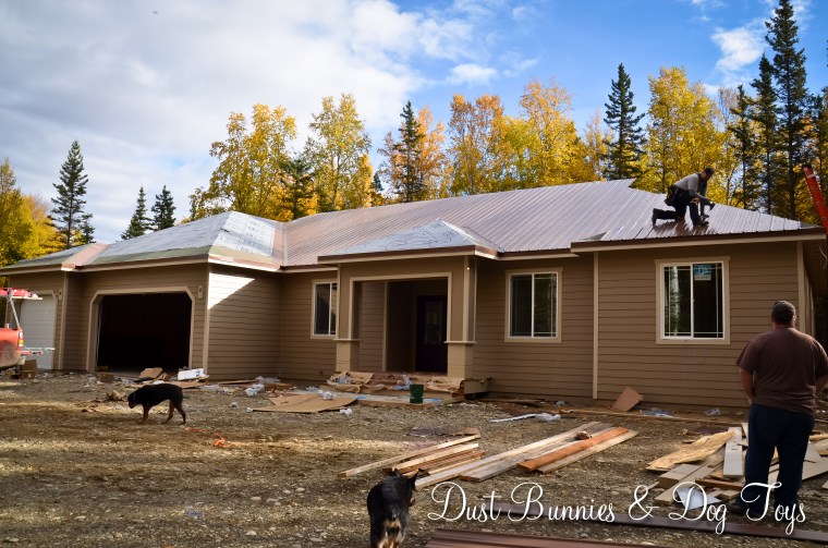 The front side of the house with roof being installed!