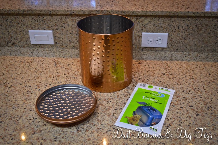 Gather the supplies: container and charcoal filter.